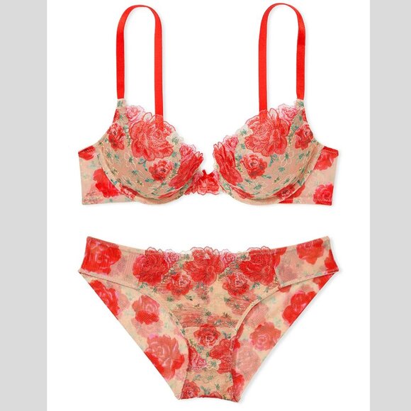 Victoria's Secret Other - New! SET Victoria's Secret 2-Piece Red Roses Lace Bra and Panty 20069